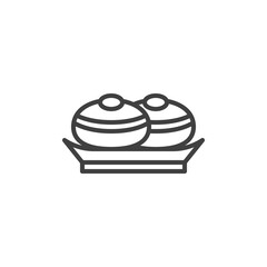 Hanukkah food doughnuts line icon. linear style sign for mobile concept and web design. Jewish donut outline vector icon. Symbol, logo illustration. Vector graphics