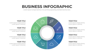 Circle modern infographic set. template with 8 options for diagram, web design background.