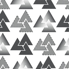 Seamless pattern with lines.Triangles
 unusual poster Design .Black Vector stripes .Geometric shape. Endless texture