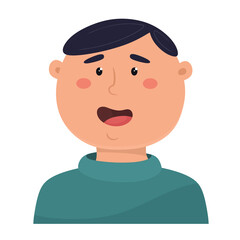 Smiling young man. Vector illustration in cartoon flat style.
