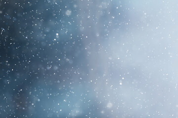 blue snowfall bokeh background, abstract snowflake background on blurred abstract blue