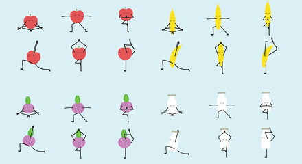 Fruits Yoga icon vector design illustration