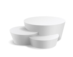 Podium scene, 3d round pillar or winner pedestal in studio white template mockup