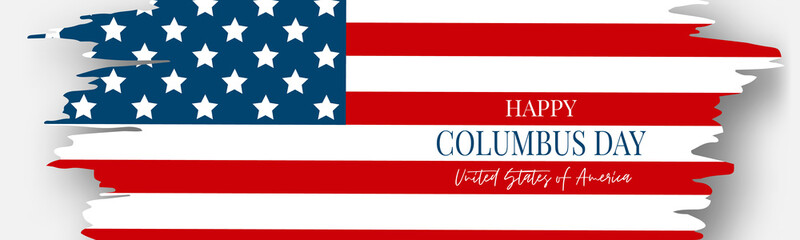 Columbus Day banner. Discovery of America concept. American flag. USA national October holiday. Vector illustration.