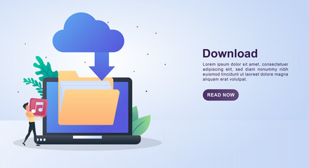 Illustration concept of download with cloud download.