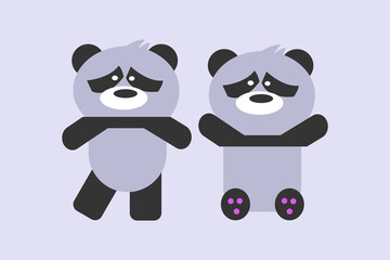 set of  pandas filled  vector design illustration