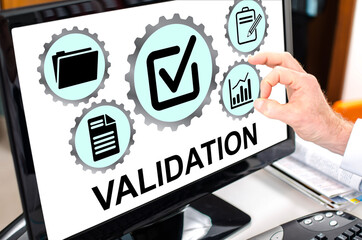 Validation concept on a computer monitor