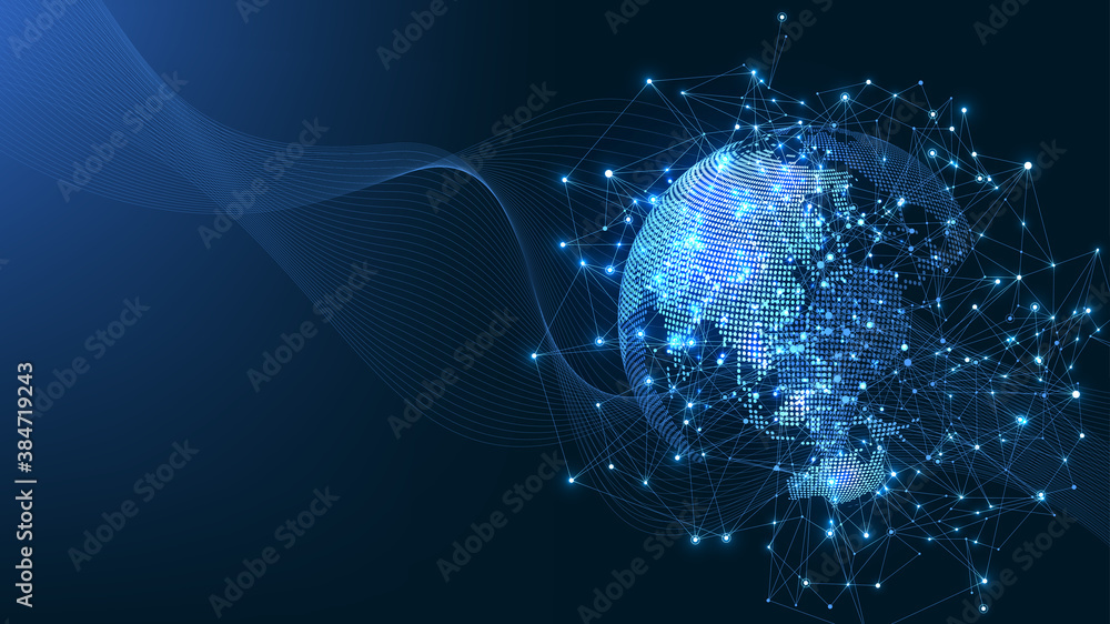 Leinwandbilder global network connection. world map point and line composition concept of global business. internet