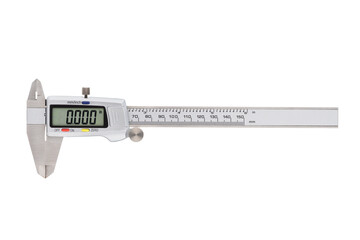 Metal digital caliper isolated on white