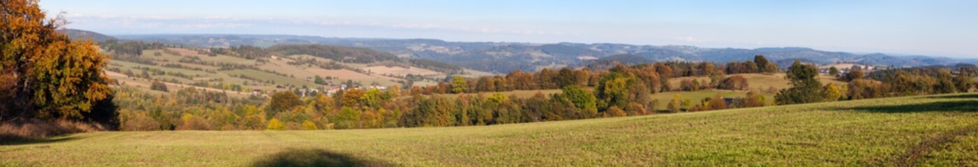 autumn panorama from bohemian and moravian highland