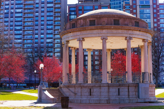 View of Parkman Bandstand in Boston Common, central public park in downtown, Massachusetts, USA