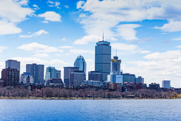 Charles river view over Boston city downtown, Massachusetts, USA