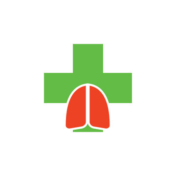 Plus with lung logo design vector, lung medical center logo