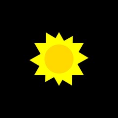 Sun icon. Sunny clear day symbol in simple flat design. Yellow forecast sign.