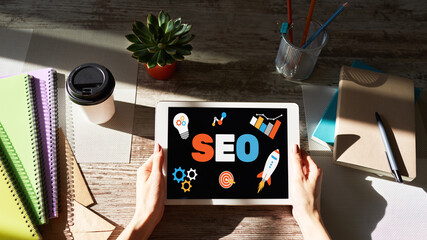 SEO Search engine optimization. Business and digital marketing concept.