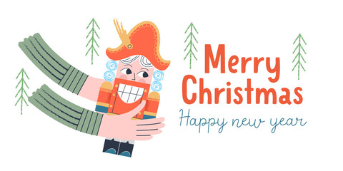 Nutcracker. Christmas tree decoration. Vector illustration.