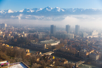 Obraz premium Panoramic view on Grenoble in France outdoor.