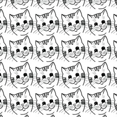 A pattern of cute kitty faces. Happy cats.