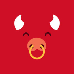 A minimalistic illustration of an ox on a red background