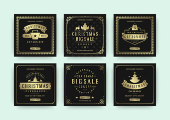 Christmas sale web banners for social media mobile apps.