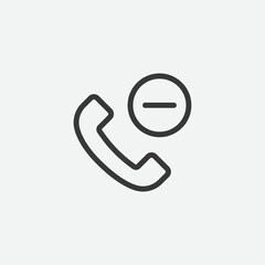 Phone call deleted icon isolated on background. Communication symbol modern, simple, vector, icon for website design, mobile app, ui. Vector Illustration