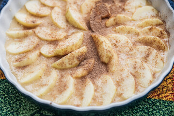 Apple pie on a white table