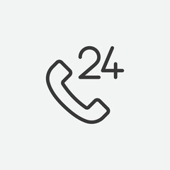24 hrs service icon isolated on background. Phone symbol modern, simple, vector, icon for website design, mobile app, ui. Vector Illustration