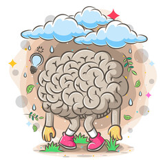 Tired brain under the rain clouds