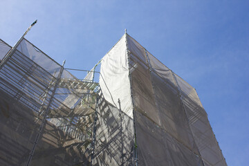 マンション建築現場の養生ネット