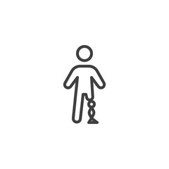 Man prosthesis leg line icon. linear style sign for mobile concept and web design. Disabled person outline vector icon. Symbol, logo illustration. Vector graphics