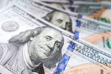 Obraz na płótnie Canvas Money american hundred dollar bills. Financial concept background