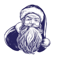 Santa Claus, Christmas symbol hand drawn vector illustration sketch.