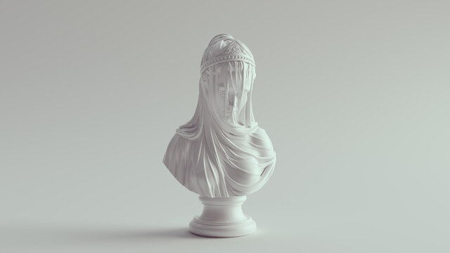 White Woman Drapery Bust Sculpture 3d illustration 