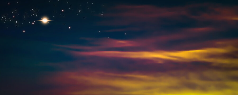 leuchtender weihnachtsstern am romantischen nachthimmel