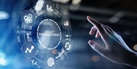 Asset management concept on virtual screen. Business Technology concept.
