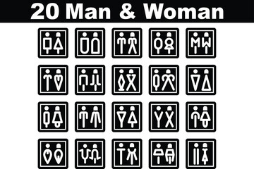 20 Icon Man And Woman Solid Style for any purposes website mobile app presentation