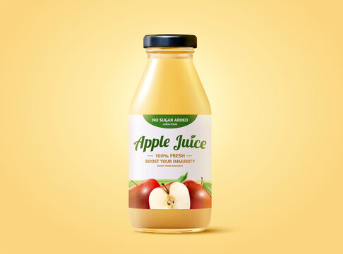 Fresh apple juice bottle