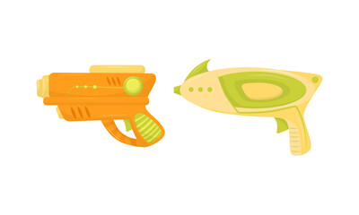 Water Gun or Water Pistol as Toy Gun for Shooting Water Vector Set