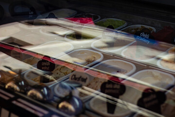 ice cream on the showcase