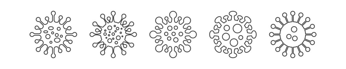 coronavirus vector icon. corona virus sign. pandemic bacteria symbol. cell silhouette isolated line on white background