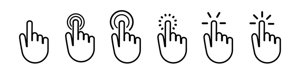 Click icon, mouse cursor vector pointer. finger point web internet link in computer. hand symbol isolated on white background