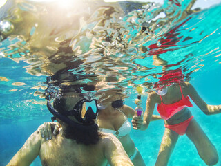 Selfie with family under the sea