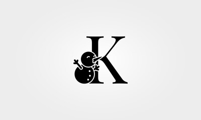 alphabet snow man letter k