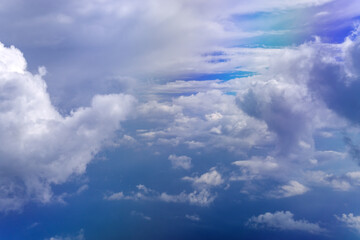 Clouds and sky as seen through the plane window. background, space for copy space