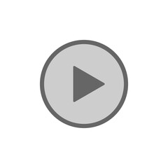 Grey play Icon, flat design style