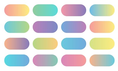 Soft color gradient collection. Round colorful buttons set. Green,  purple, yellow, orange, pink, cyan vivid colors