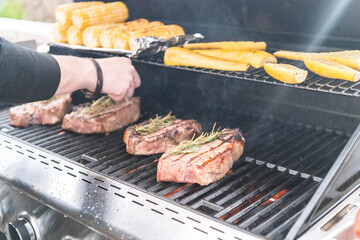 Grilling steak