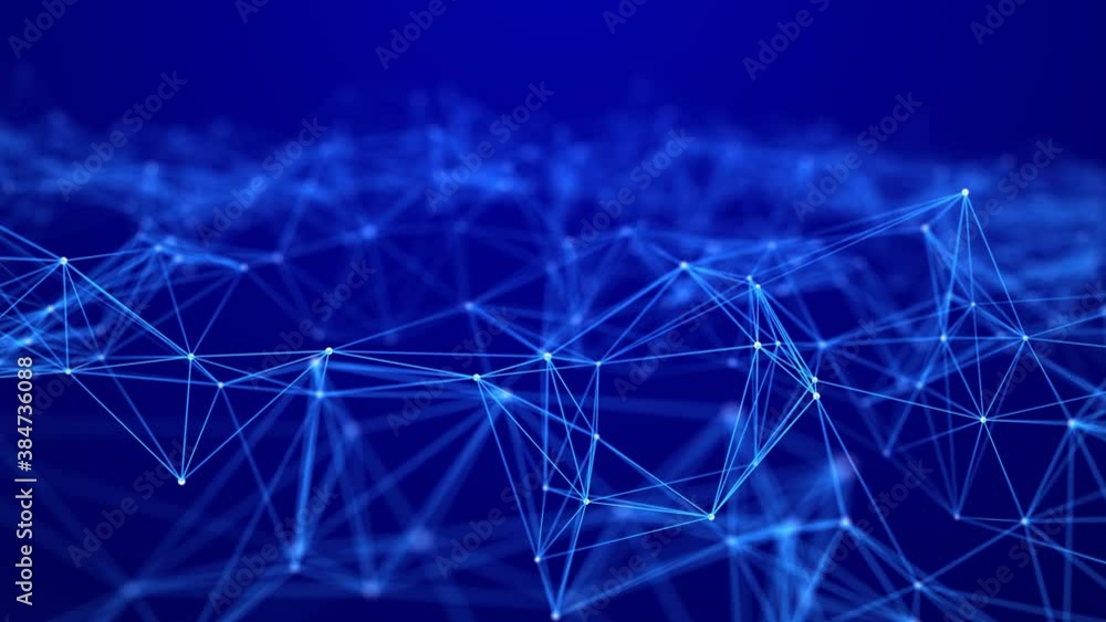 Poster abstract network of connected dots and lines. perspective grid. big data. digital background. seamle
