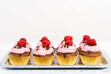 Chocolate raspberry cupcakes