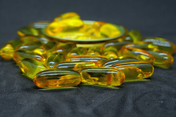 Gelatin-coated fish oil capsules .